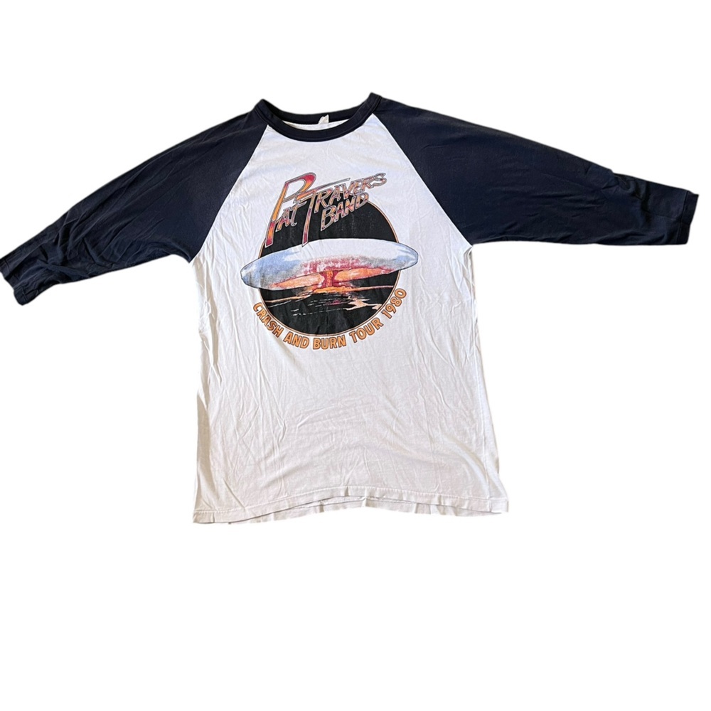 Authentic Pat Travers Band 3/4 tee Crash and Burn Tour 1980 sz large